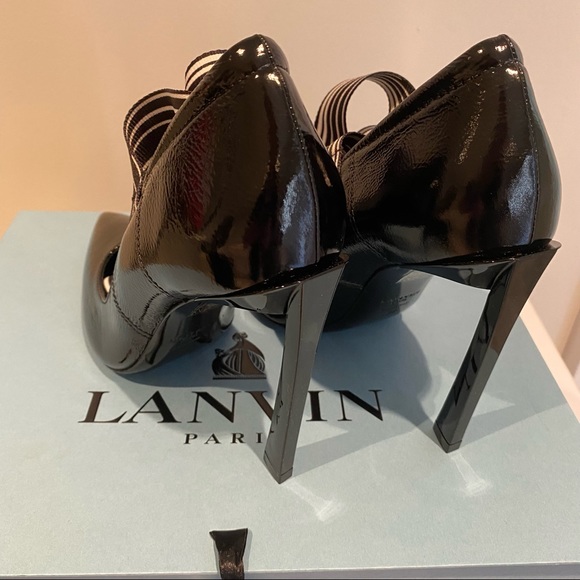 Lanvin Black Leather Pointed Pumps US 7 - Picture 3 of 8